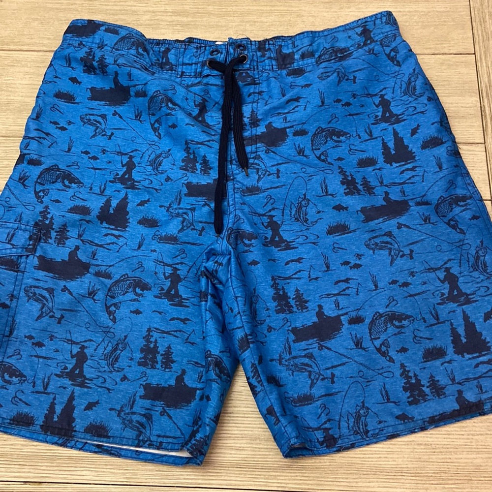 Men's Blue Design Swim Trunks Size L